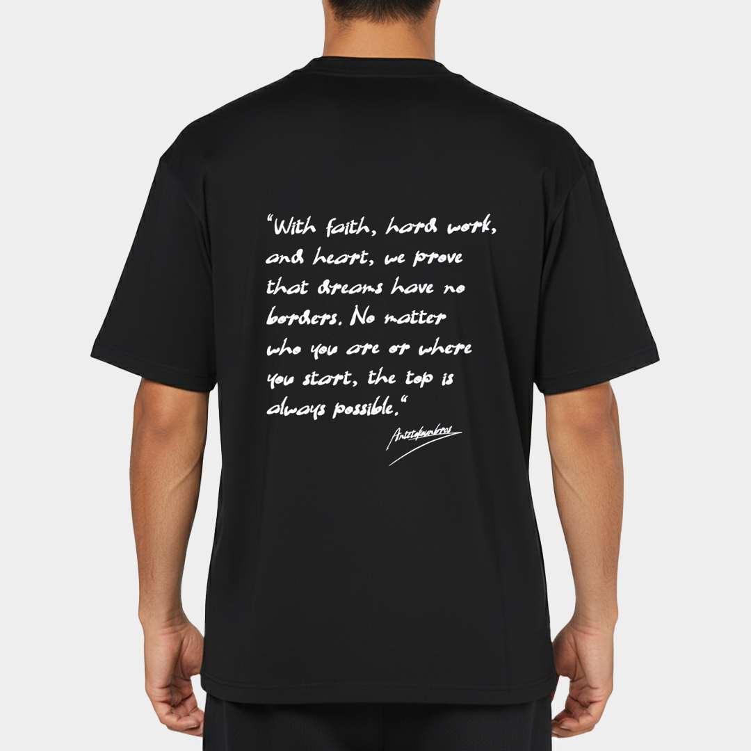 ANTETOKOUNBROS Statement Tee Black Model Back