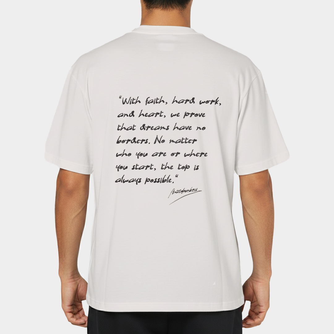 ANTETOKOUNBROS Statement Tee Off White Model Back