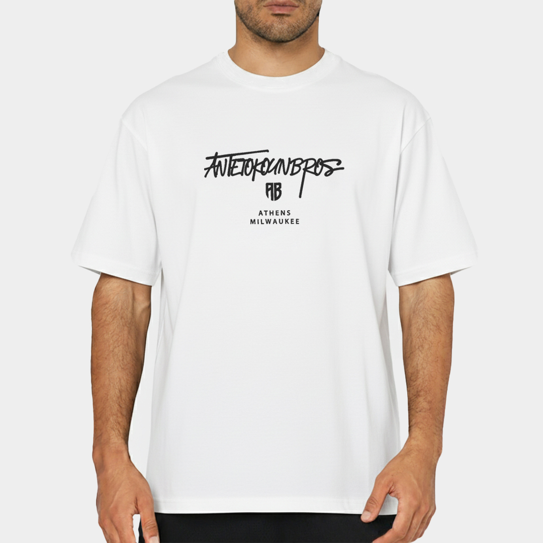 ANTETOKOUNBROS Unisex T-Shirt Athens Milwaukee White Model