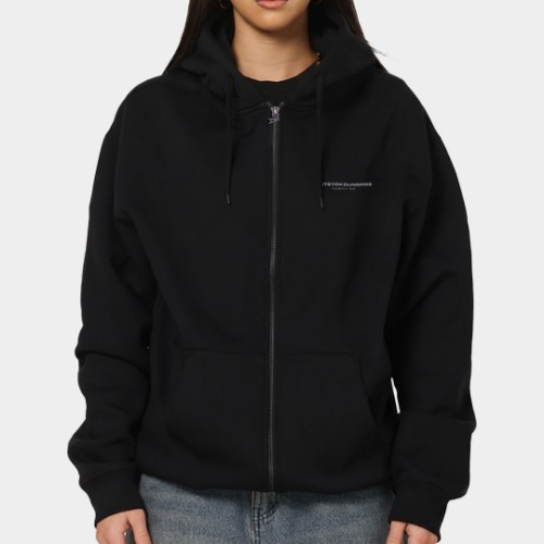 Oversized Zip Hoodie Family| ANTETOKOUNBROS | Black Model Front thumb