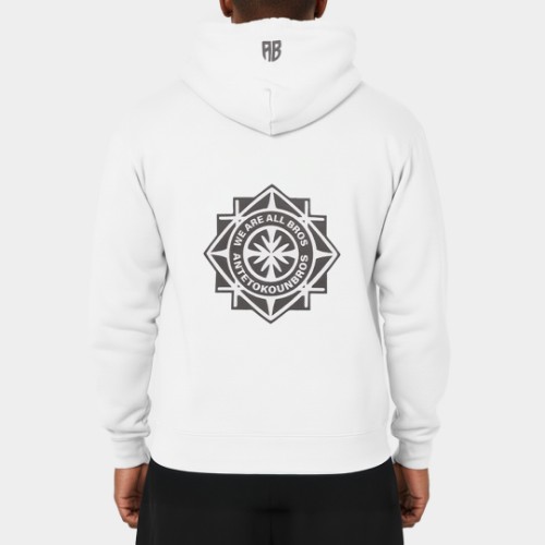 Oversized Hoodie Tribe Graphic I ANTETOKOUNBROS I Off White Model Back thumb