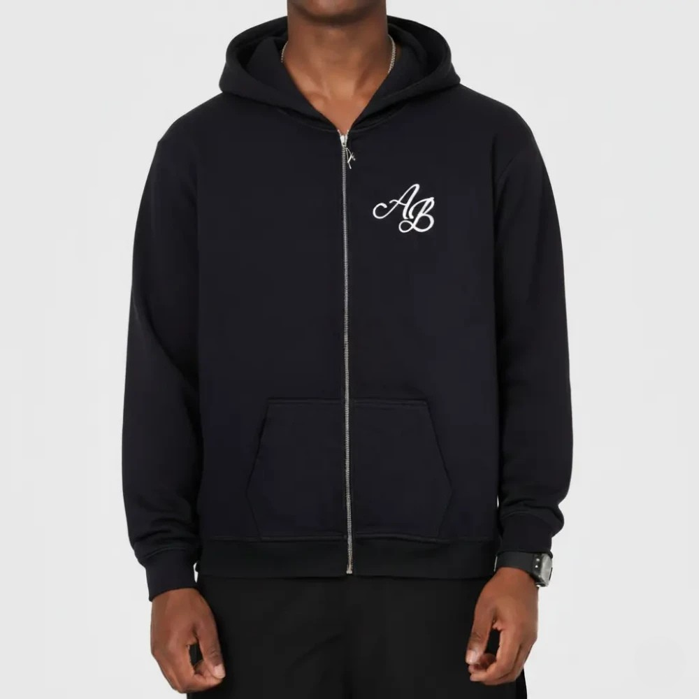 AB Signature Zip Hoodie Black Model