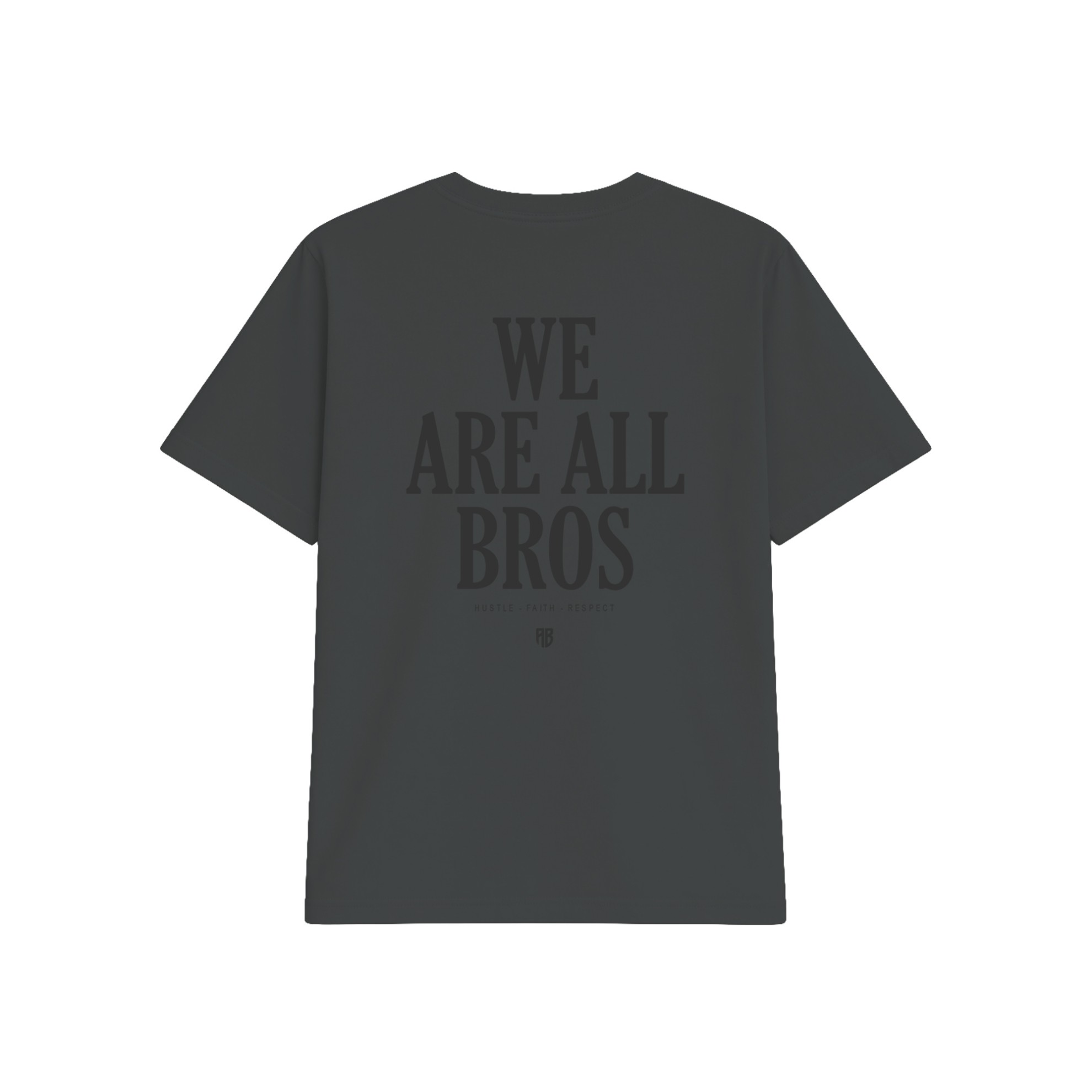 We Are All Bros Stonewashed Oversized Tee Carbon Back