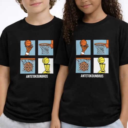 Antetokounbros Kid's Storyboard T-shirt Black Model thumb