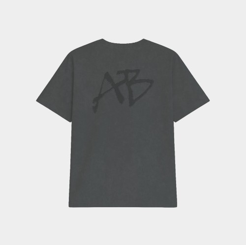 Applique Stonewashed Oversized Tee Carbon Back