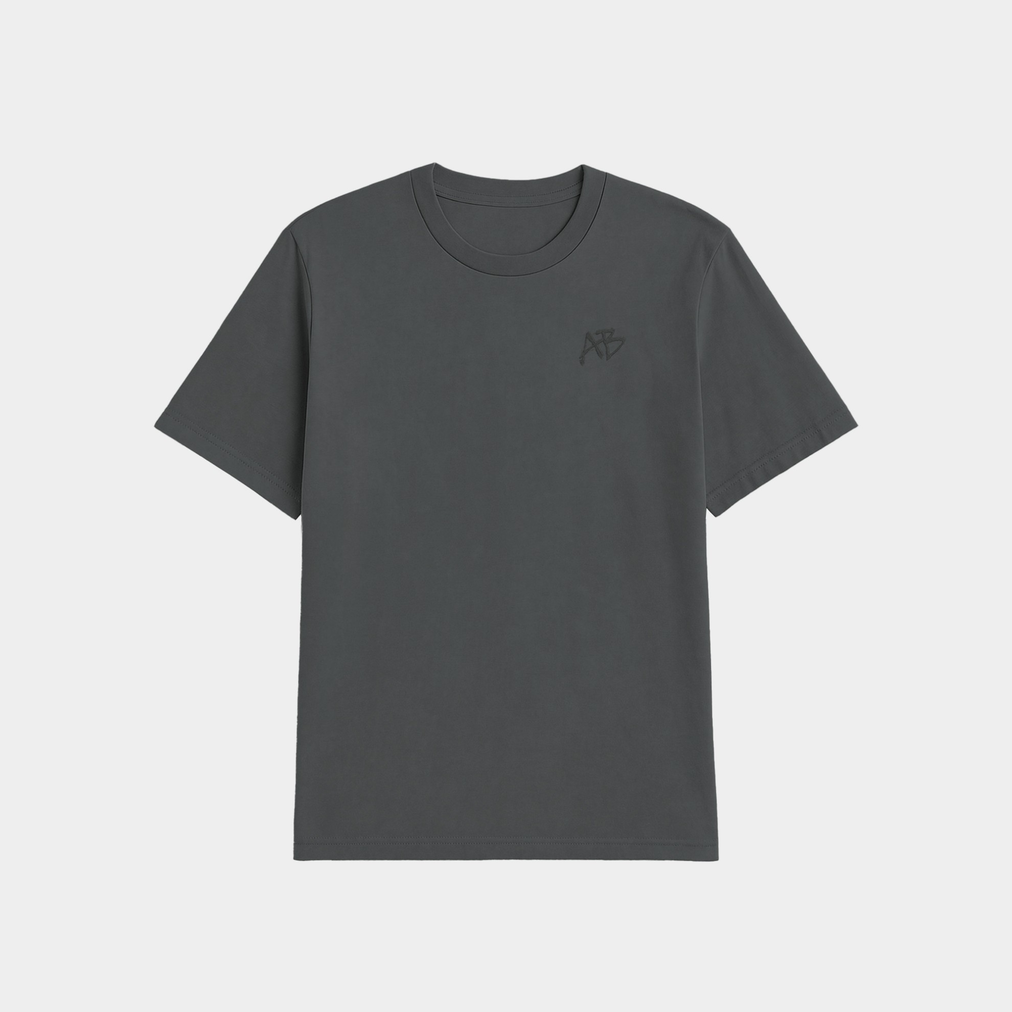 Applique Stonewashed Oversized Tee Carbon Front