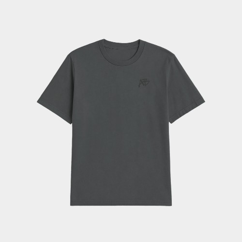 Applique Stonewashed Oversized Tee Carbon Front
