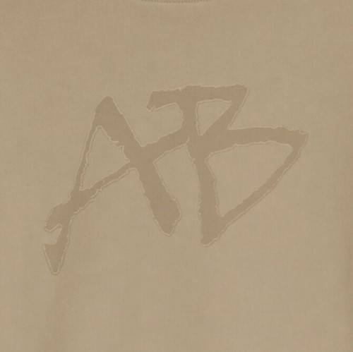 Applique Stonewashed Oversized Tee Beige Detail thumb