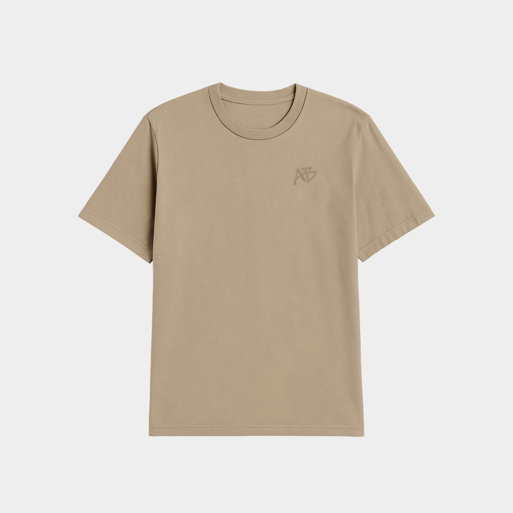Applique Stonewashed Oversized Tee Beige Front