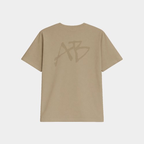Applique Stonewashed Oversized Tee Beige Back