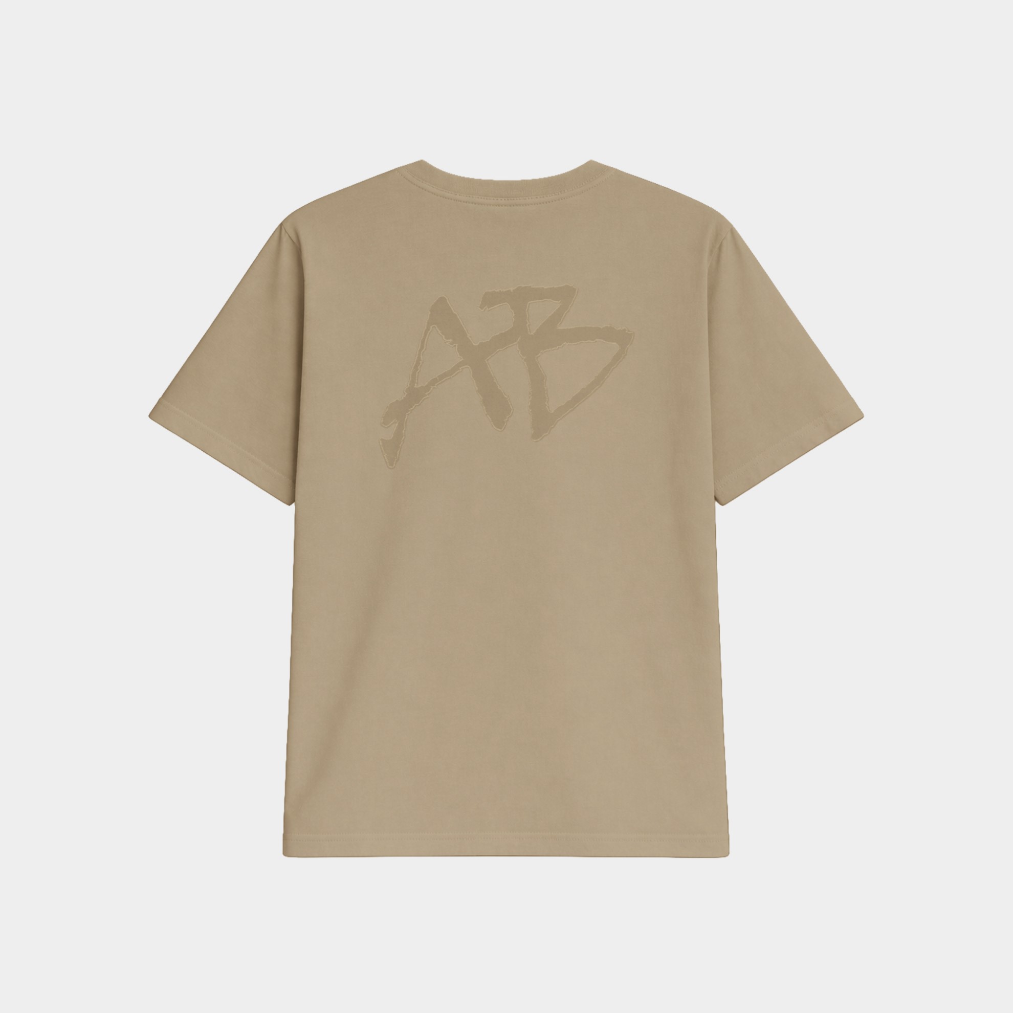 Applique Stonewashed Oversized Tee Beige Back