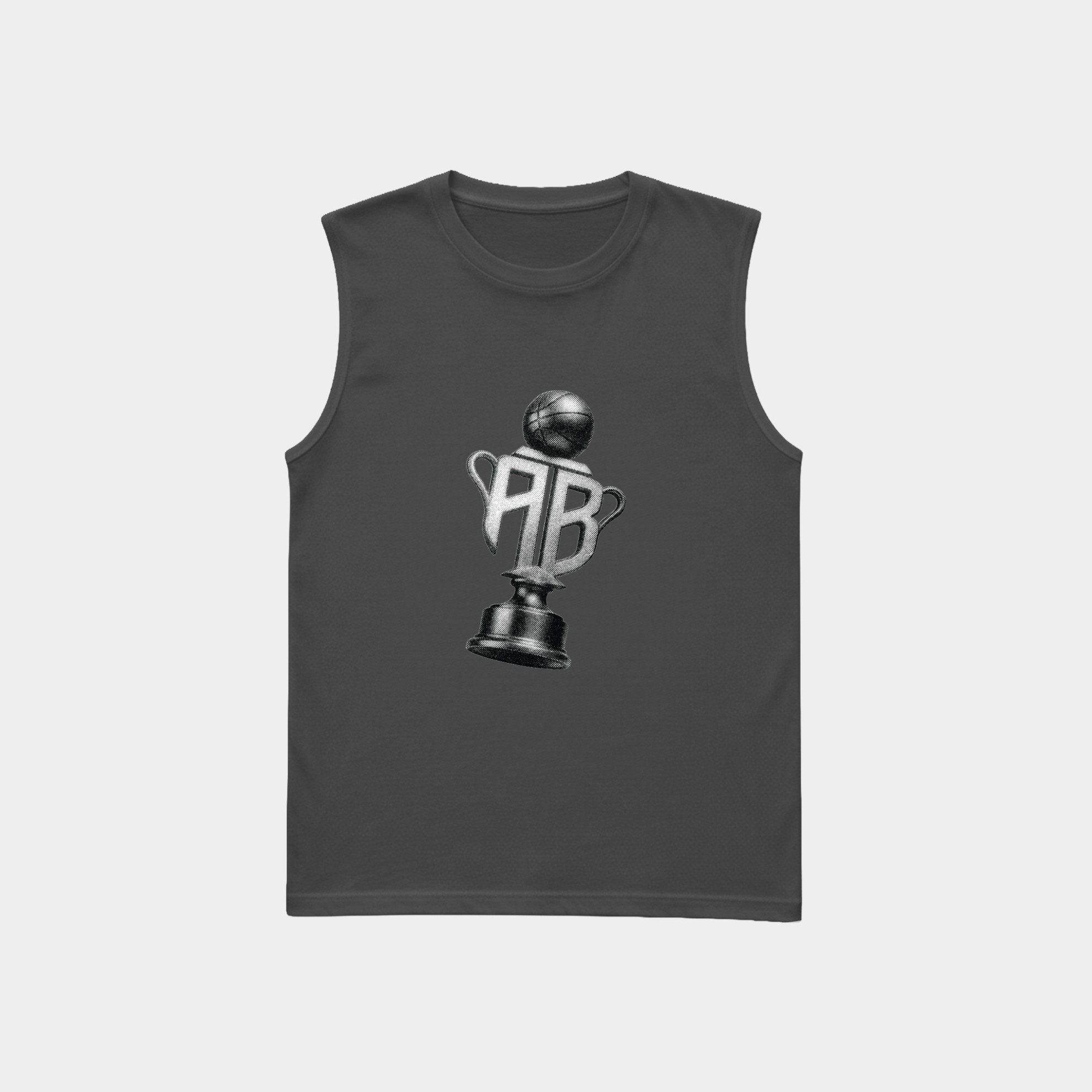 Trophy Sleeveless Muscle Tank Carbon Front
