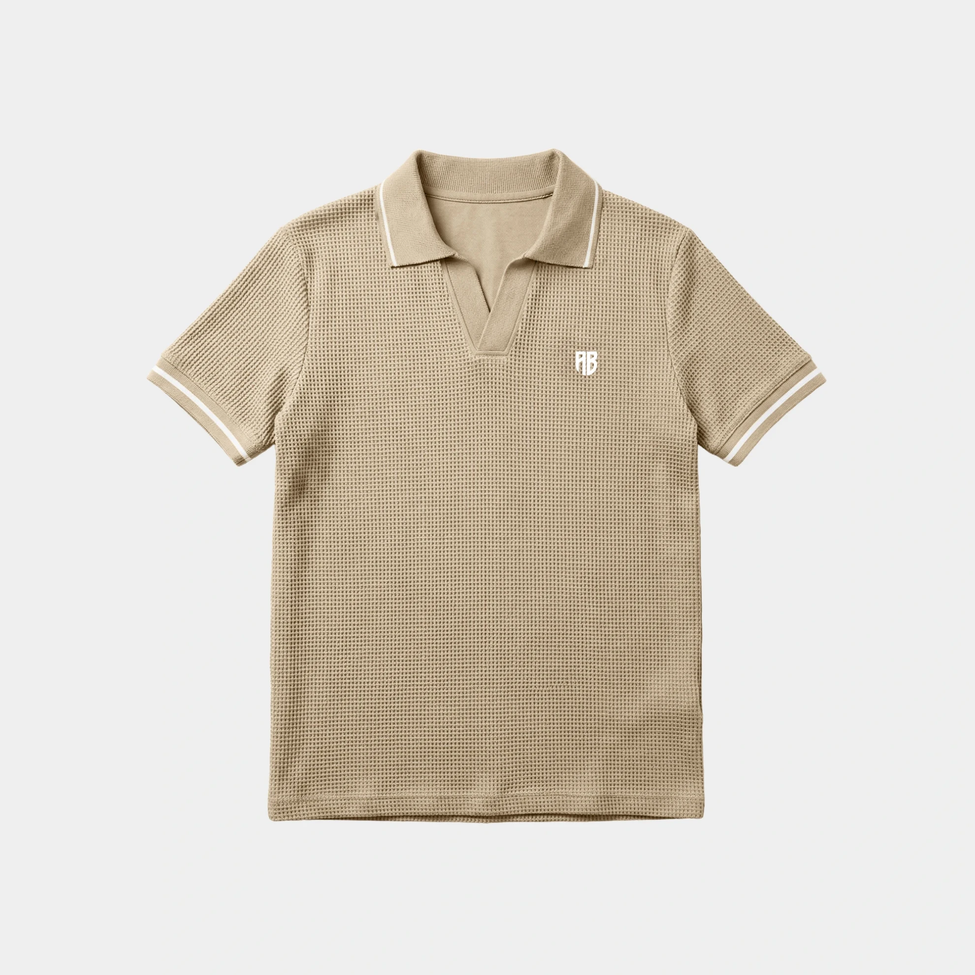Antetokounbros Waffle Polo Tee Beige Front