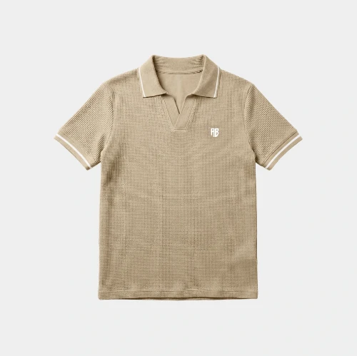 Antetokounbros Waffle Polo Tee Beige Front thumb