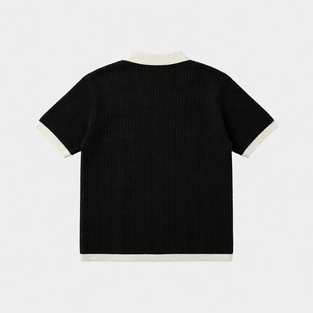 Antetokounbros Kintted  Oversized Polo Tee Black Back