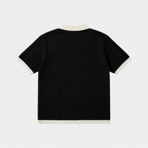 Antetokounbros Kintted  Oversized Polo Tee Black Back