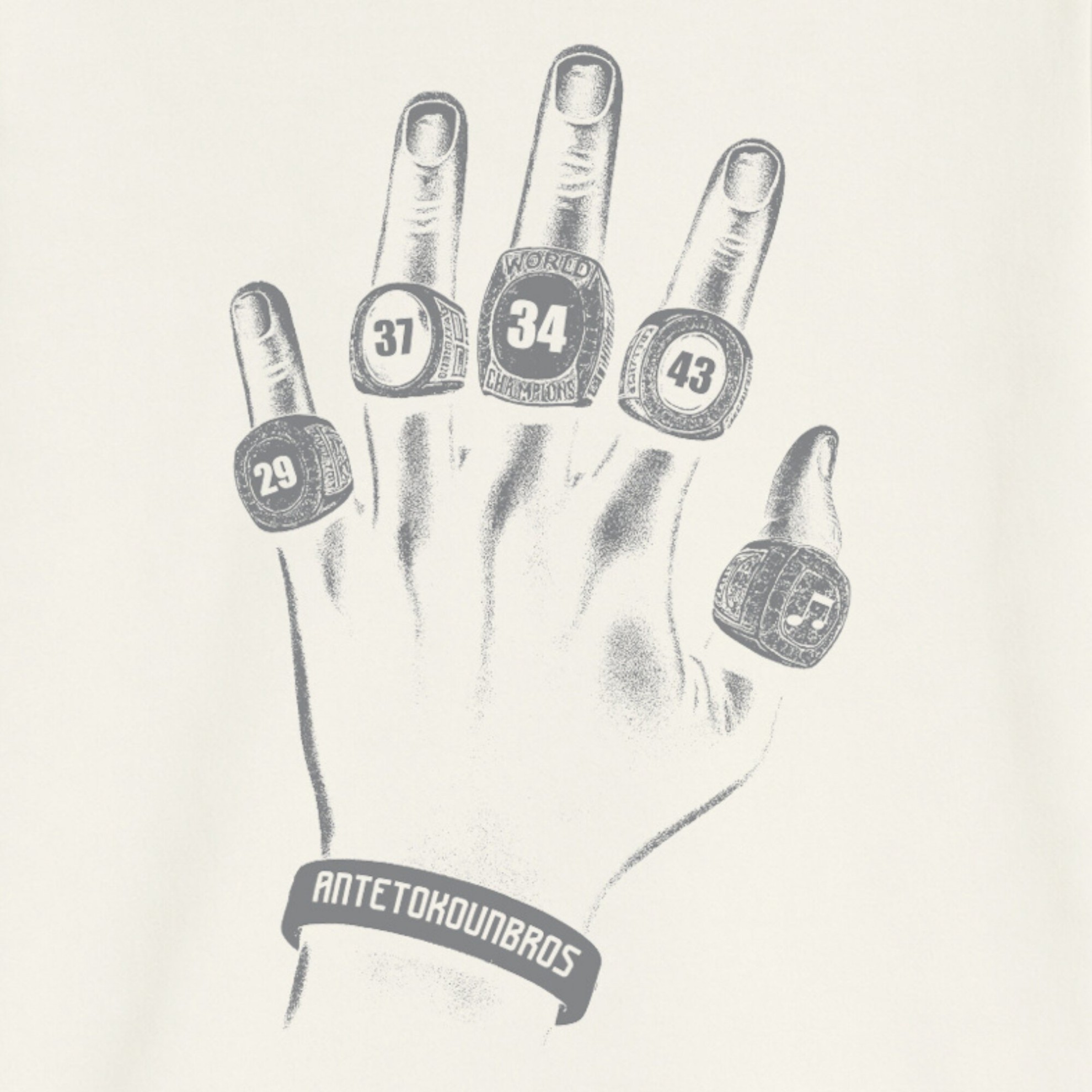 Antetokounbros Rings Ovesized Tee Off White Detail