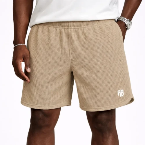 Antetokounbros Men's Retro Waffle Shorts Beige Model thumb