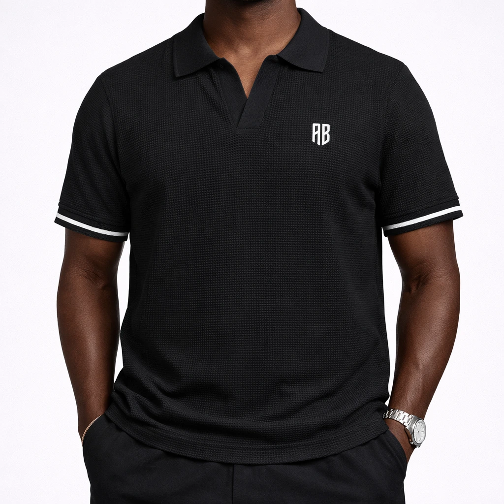 Antetokounbros Waffle Polo Tee Black Model