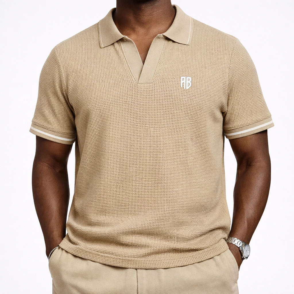 Antetokounbros Waffle Polo Tee Black Model