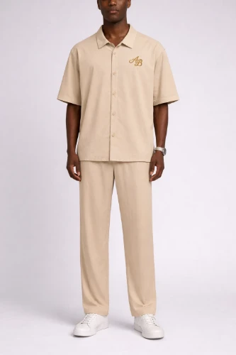 Antetokounbros Men's Distil Overshirt Beige Model thumb