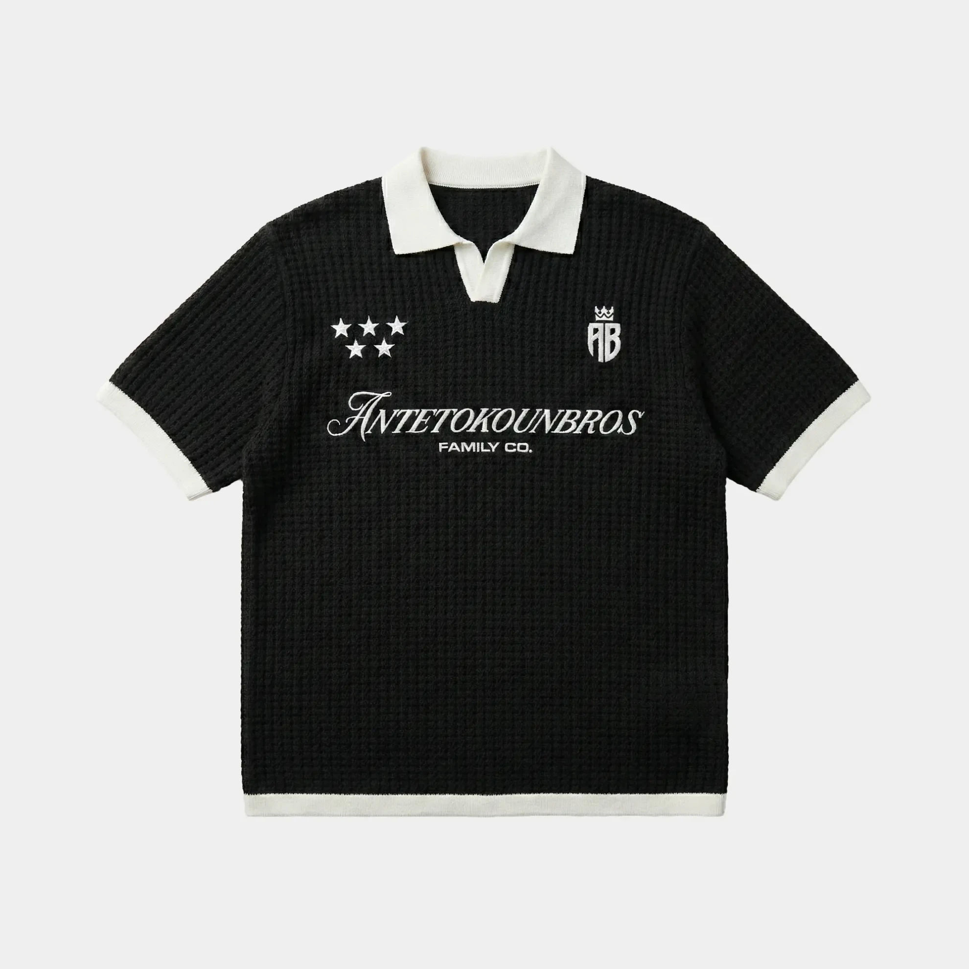 Antetokounbros Kintted  Oversized Polo Tee Black Front