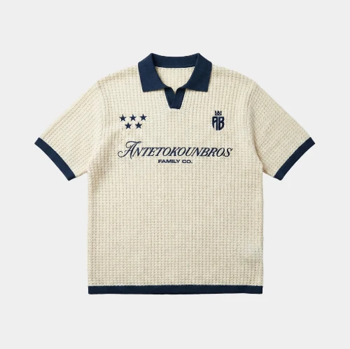 Antetokounbros Kintted  Oversized Polo Tee Off White Front thumb