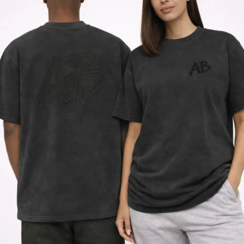 Applique Stonewashed Oversized Tee Carbon Models thumb
