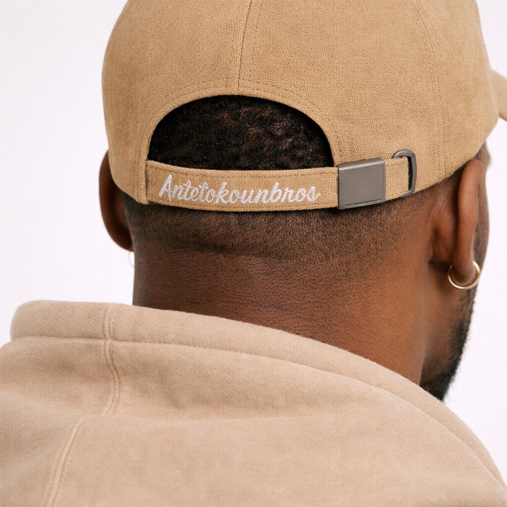 Antetokounbros Stonewashed Strapback Cap Beige Model Back