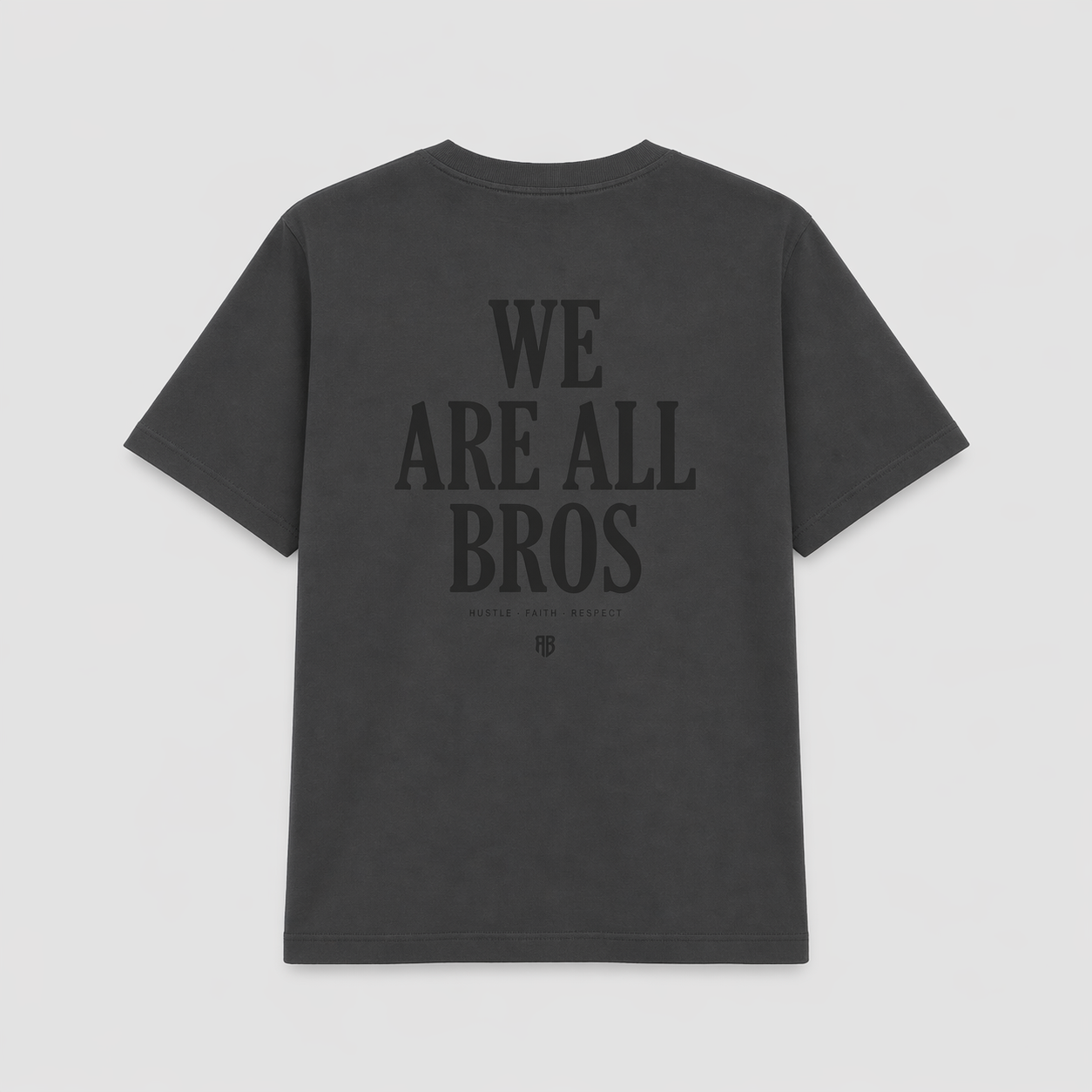 We Are All Bros Stonewashed Oversized Tee Carbon Back