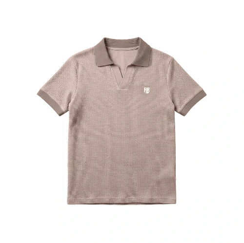 Antetokounbros Waffle Polo Tee Beige Front