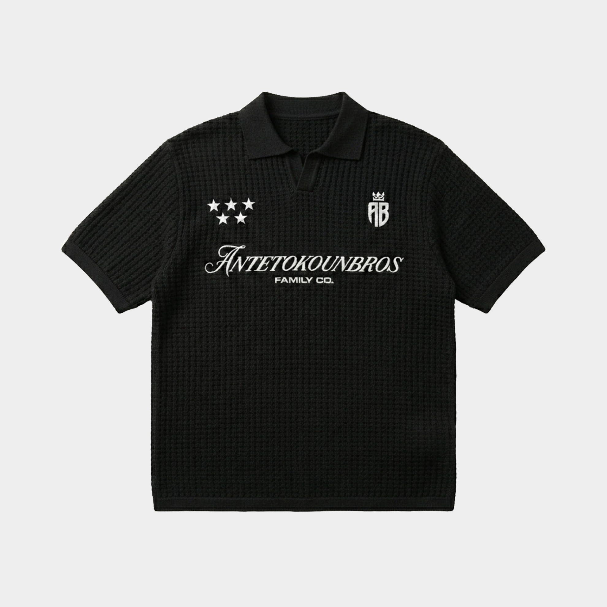 Antetokounbros Kintted Oversized Polo Tee Black Front