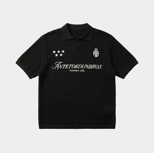 Antetokounbros Kintted Oversized Polo Tee Black Front