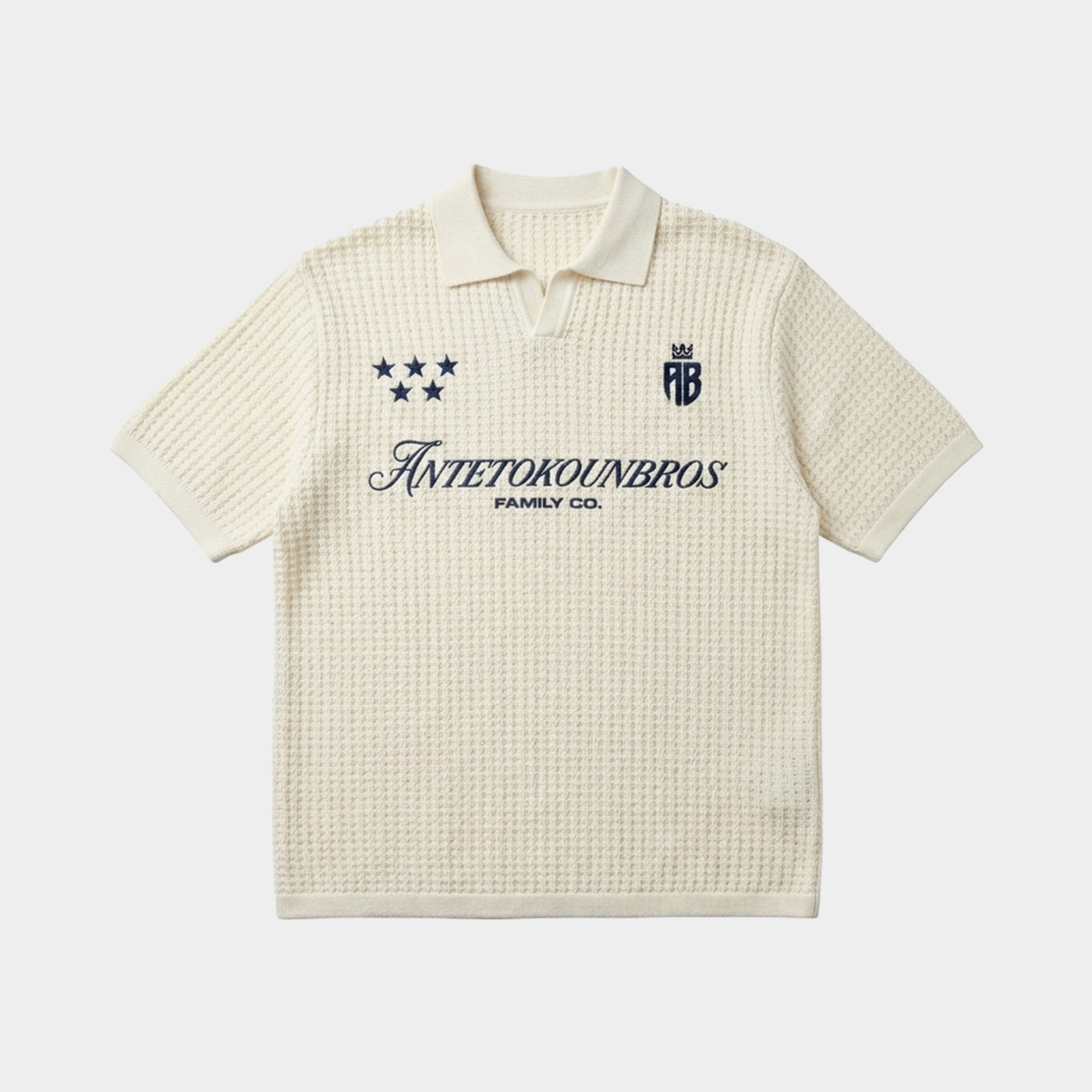 Antetokounbros Kintted Oversized Polo Tee Off White Front