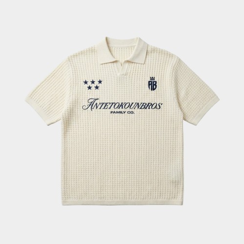 Antetokounbros Kintted Oversized Polo Tee Off White Front