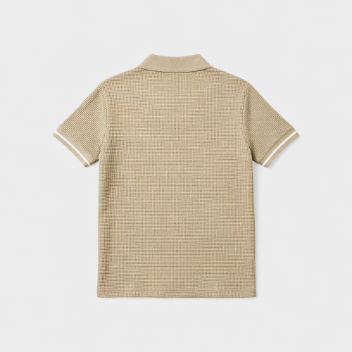 Antetokounbros Waffle Polo Tee Beige Back