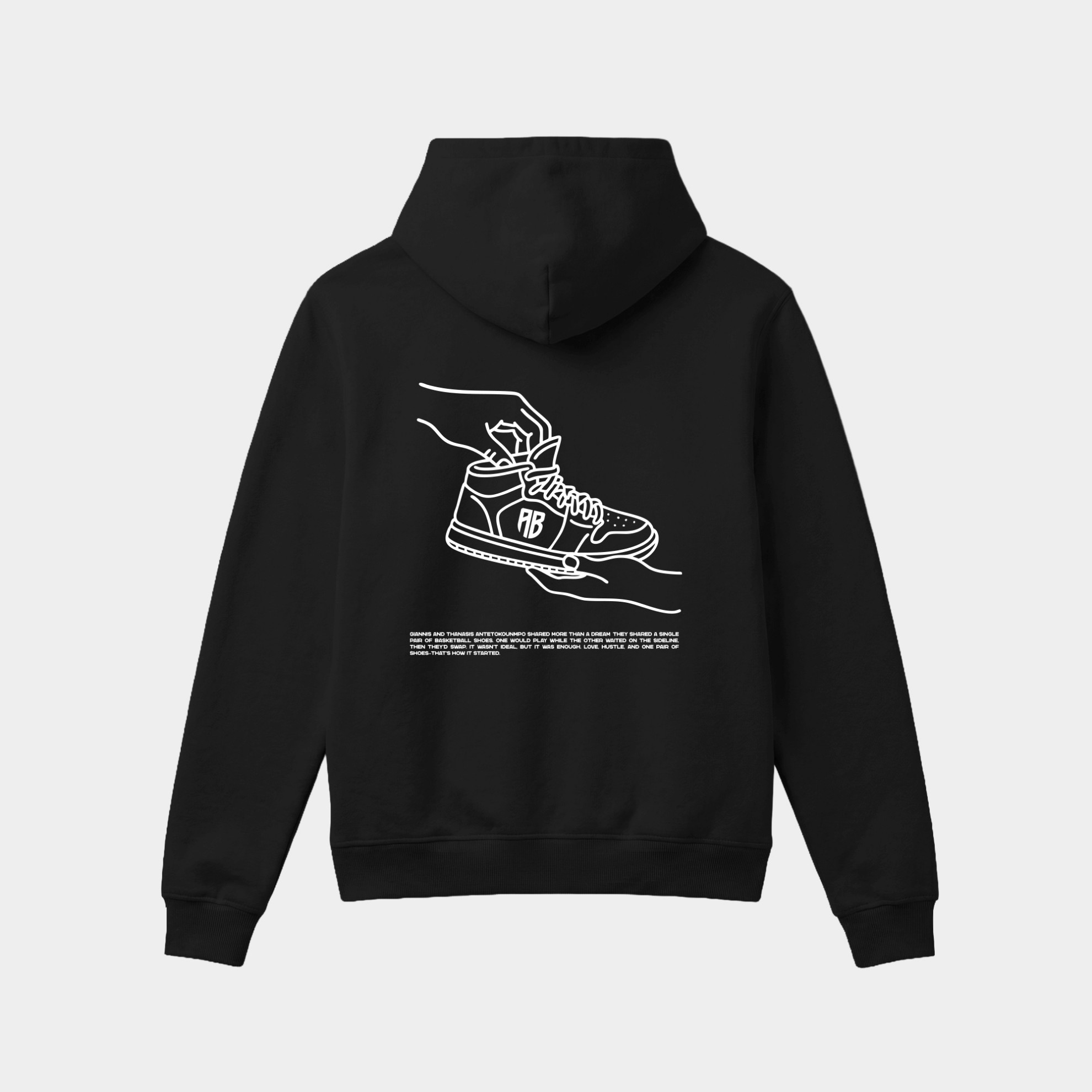 Antetokounbros Brotherhood kid'sbrushed fleece hoodie featuring oversized sneaker graphic on the back