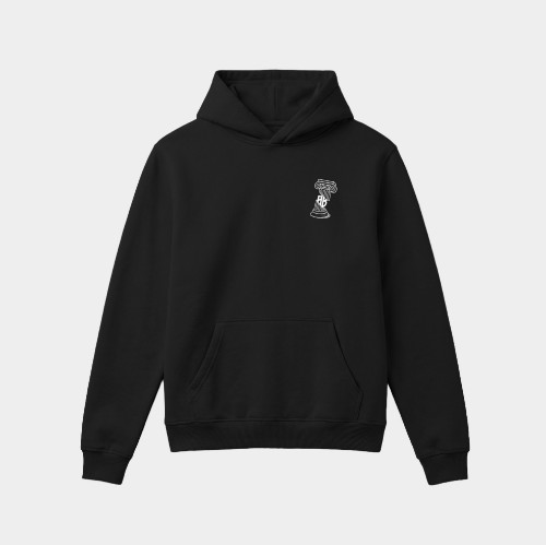 navy Greek FR34K Column Hoodie featuring a Greek column artwork on the chest.
