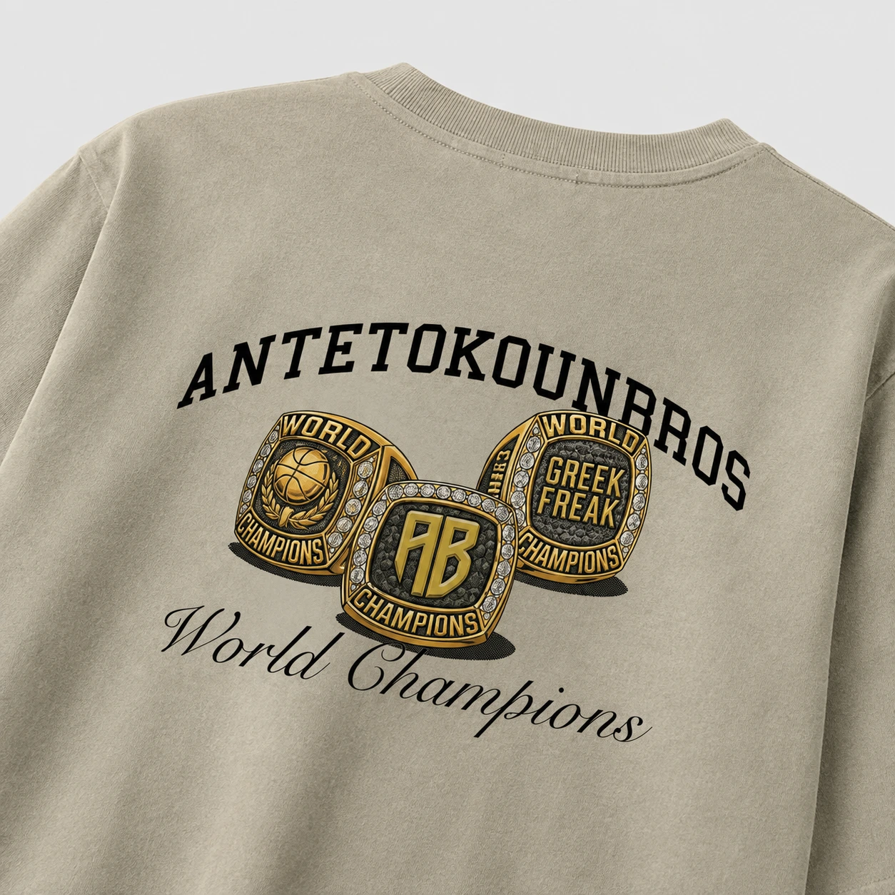 Rings T-shirt Nomad Beige Detail Back