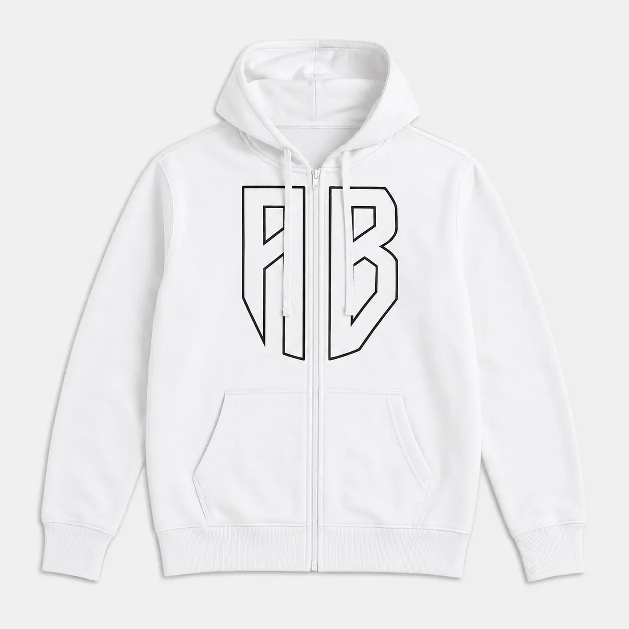 Full Zip Hoodie Fleece with AB Logo Ecru  ANTETOKOUNBROS  