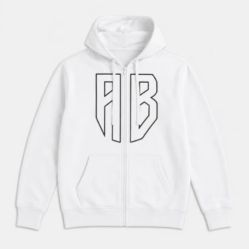 Full Zip Hoodie Fleece with AB Logo Ecru  ANTETOKOUNBROS  