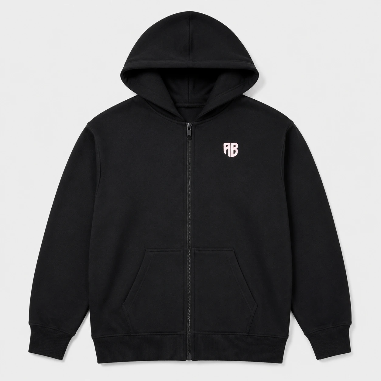 Kids' Full Zip Hoodie Heartbeat in Black | ANTETOKOUNBROS | FrontFlat