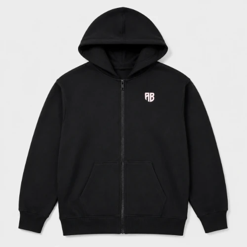 Kids' Full Zip Hoodie Heartbeat in Black | ANTETOKOUNBROS | FrontFlat
