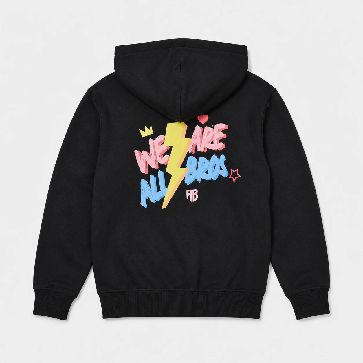 Kids' Full Zip Hoodie Heartbeat in Black | ANTETOKOUNBROS | Back Flat