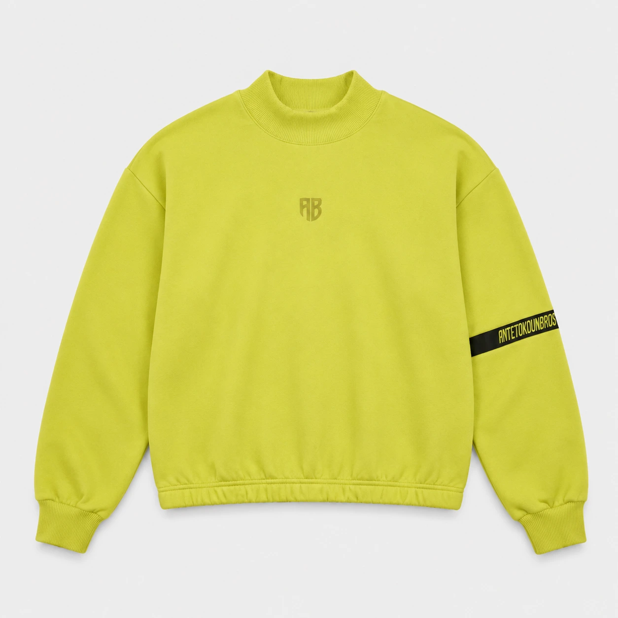 Women's Crop Top Sweatshirt Mock Neck Lime| Front | Antetokounbros