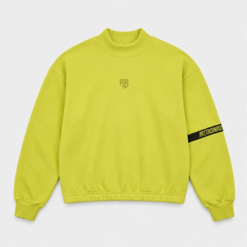 Women's Crop Top Sweatshirt Mock Neck Lime| Front | Antetokounbros