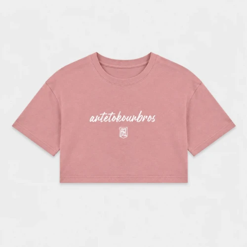 Kids' Crop Top T-shirt Baseline | ANTETOKOUNBROS | Pink Front Flat