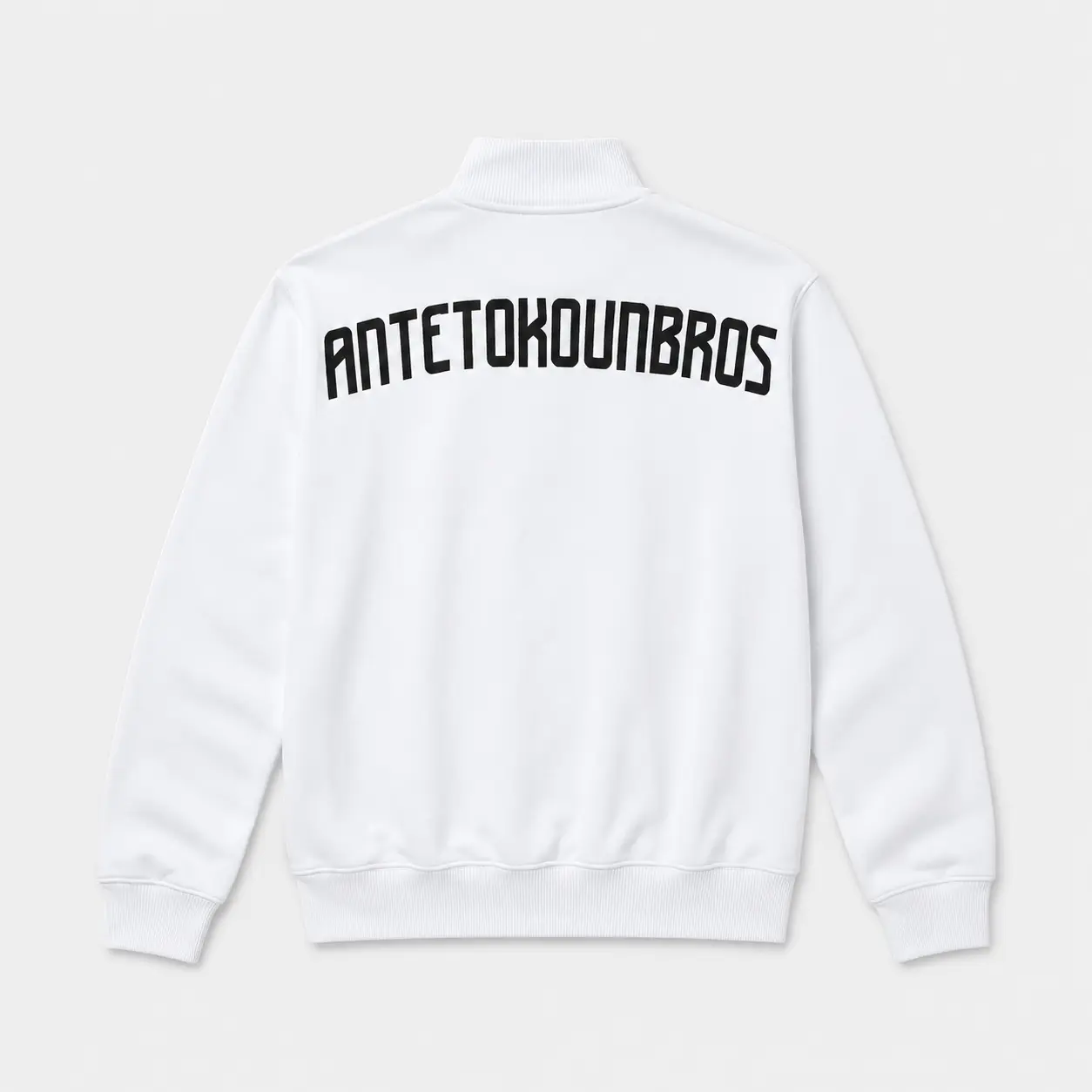 ANTETOKOUNBROS Men's Full Zip Sweatshirt Baseline AB White  Flat Back