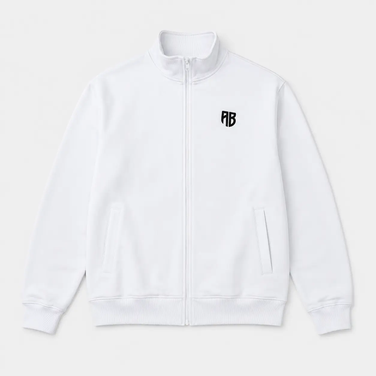 ANTETOKOUNBROS Men's Full Zip Sweatshirt Baseline AB White  Flat Front