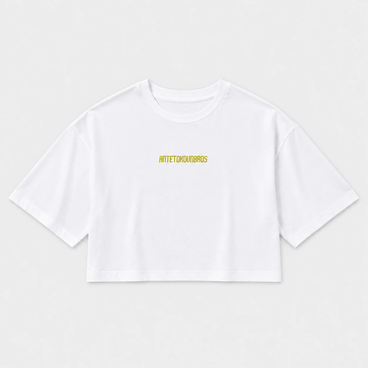 Women's White Cropped T-shirt | Made in Greece | Front Flat | ANTETOKOUNBROS